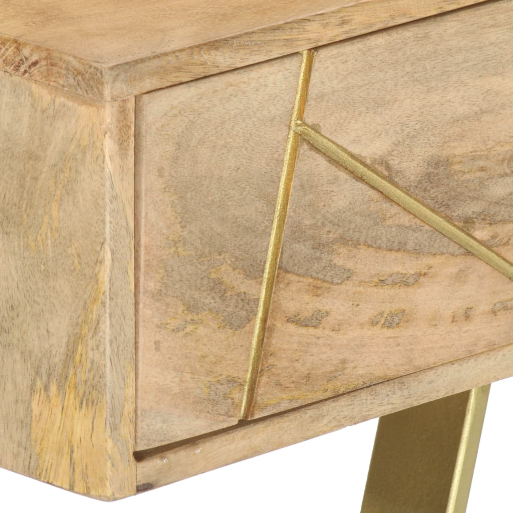 Writing Desk Natural With Brass And Steel