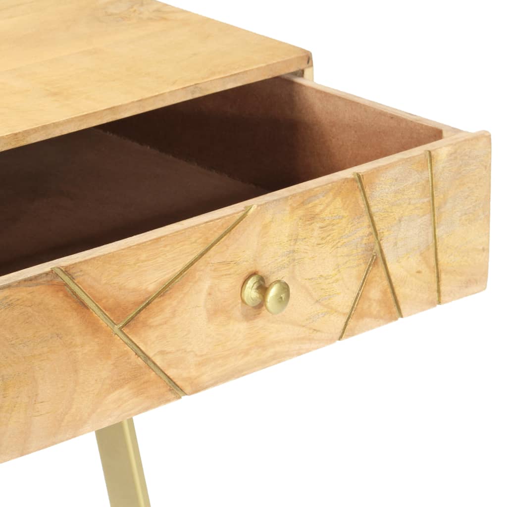 Writing Desk Natural With Brass And Steel