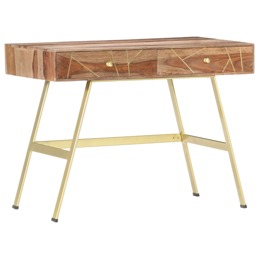 Writing Desk Natural With Brass And Steel