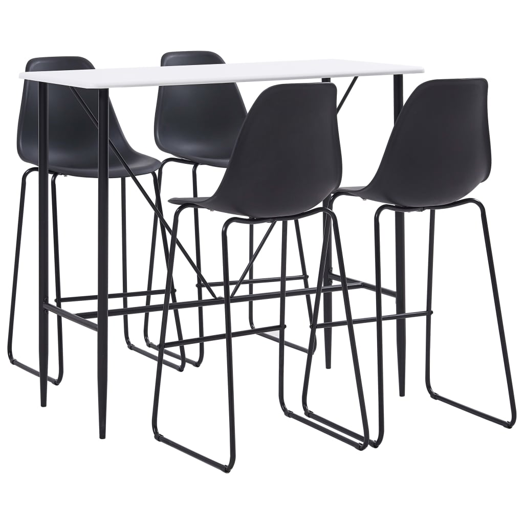 Bar Set White, Mdf, Plastic, Powder-Coated Steel Ergonomic