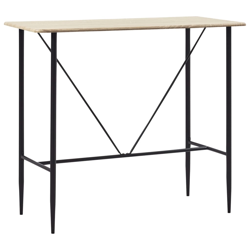Bar Set Oak And Black Mdf, Plastic, Steel Standard Durable
