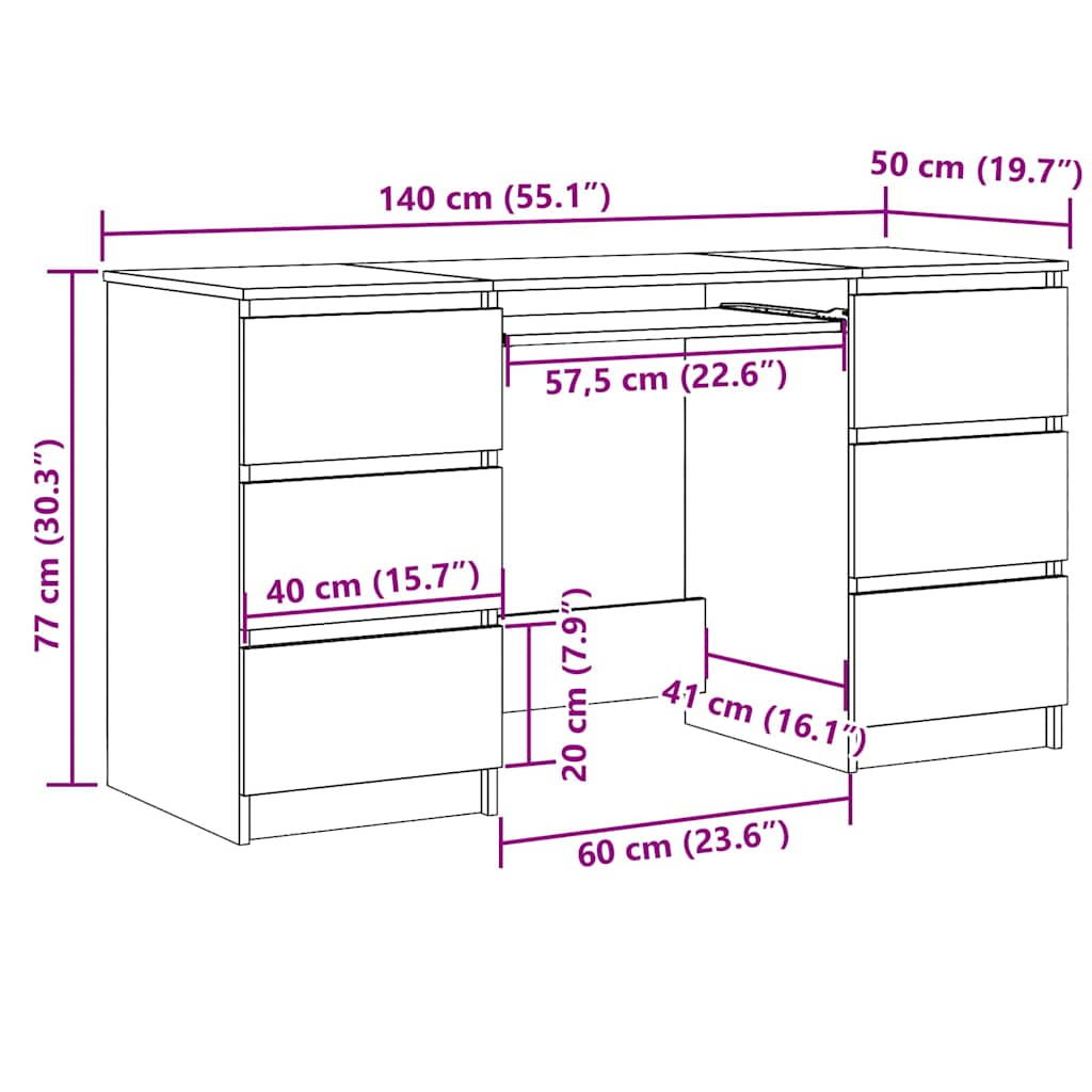 Writing Desk Engineered Wood Medium Durable Writing Desk