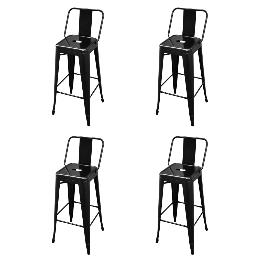 Bar Stool Set Of 2 Steel Standard Footrest Minimalist
