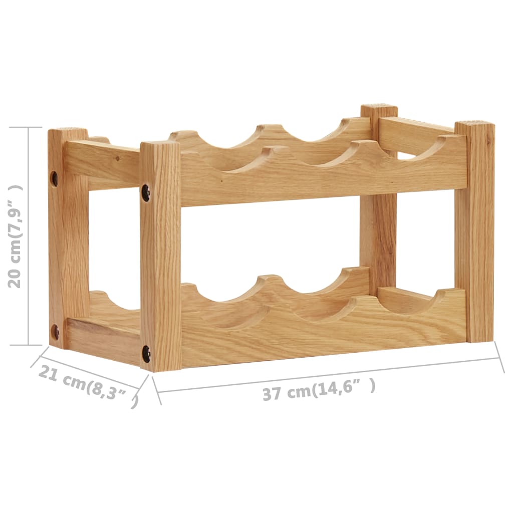 Wine Rack For 6 Bottles 14.6"X8.3"X8.3" Solid Oak Wood
