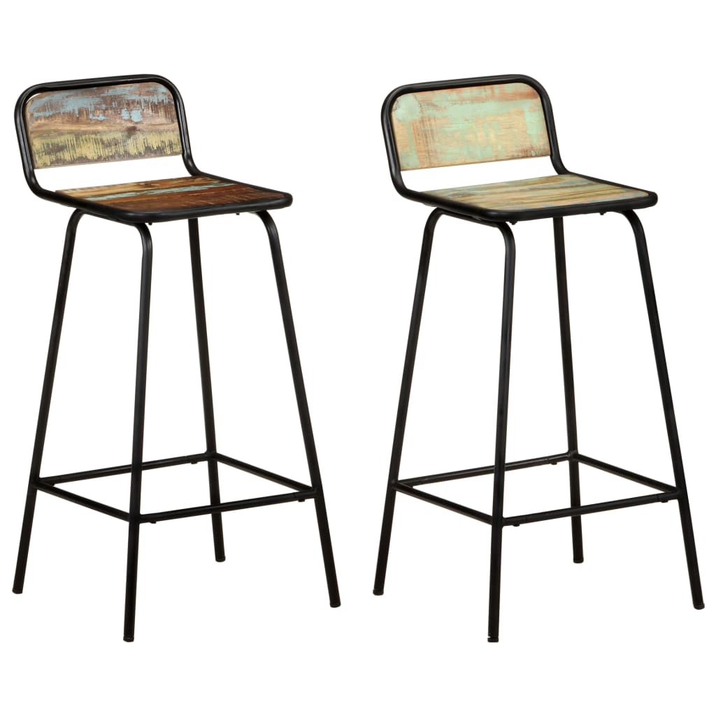 Bar Stool Set Of 2 Natural Wood, Black