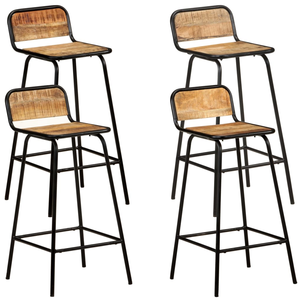 Bar Stool Set Of 2 Natural Wood, Black