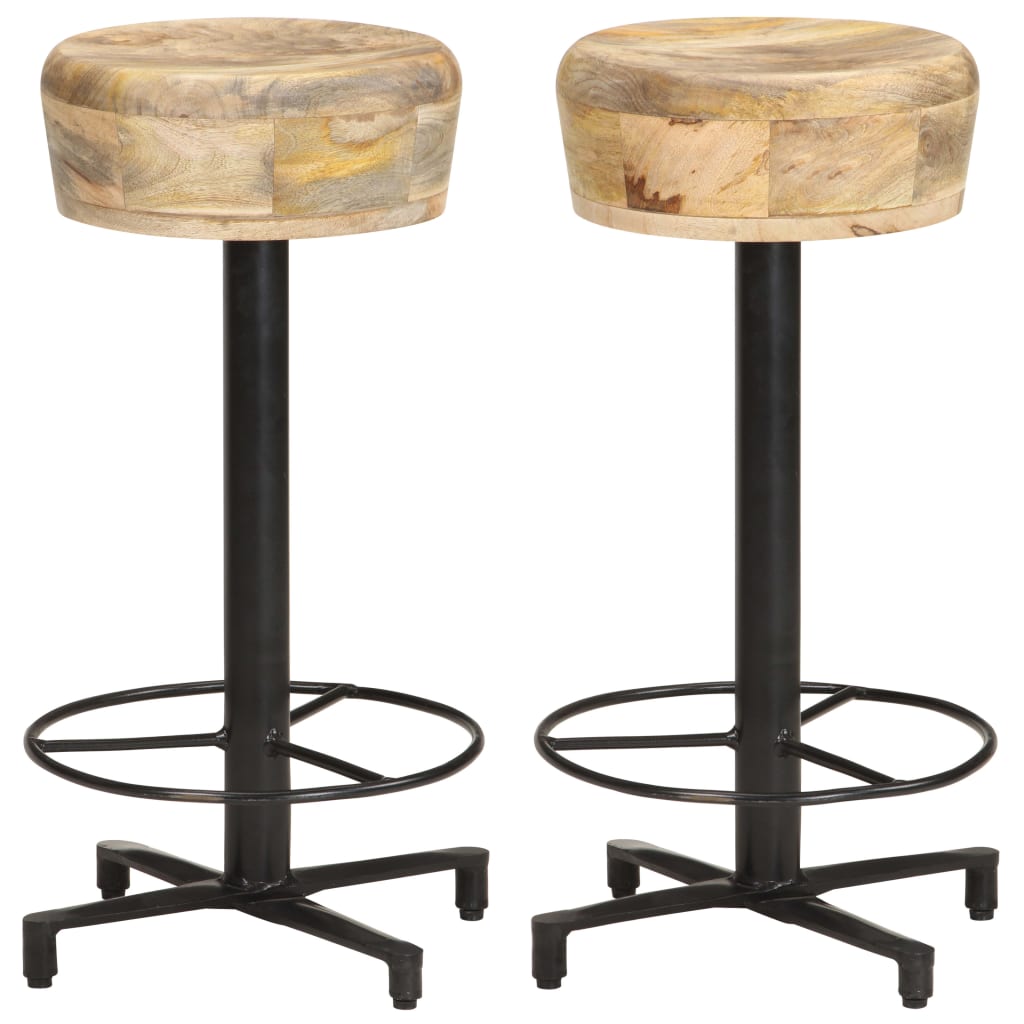 Bar Stool Set Of 2 Natural Wood