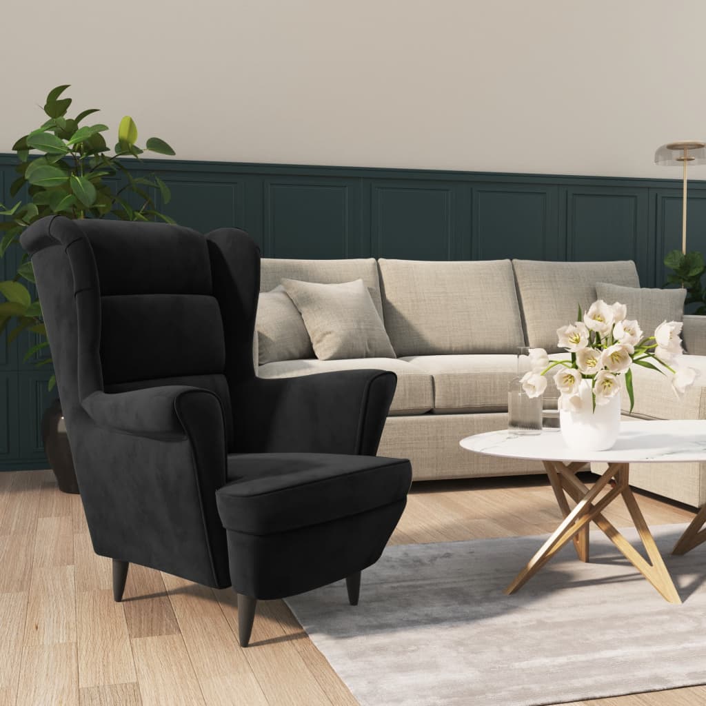 Armchair Light Grey Velvet (100% Polyester), Plywood Medium