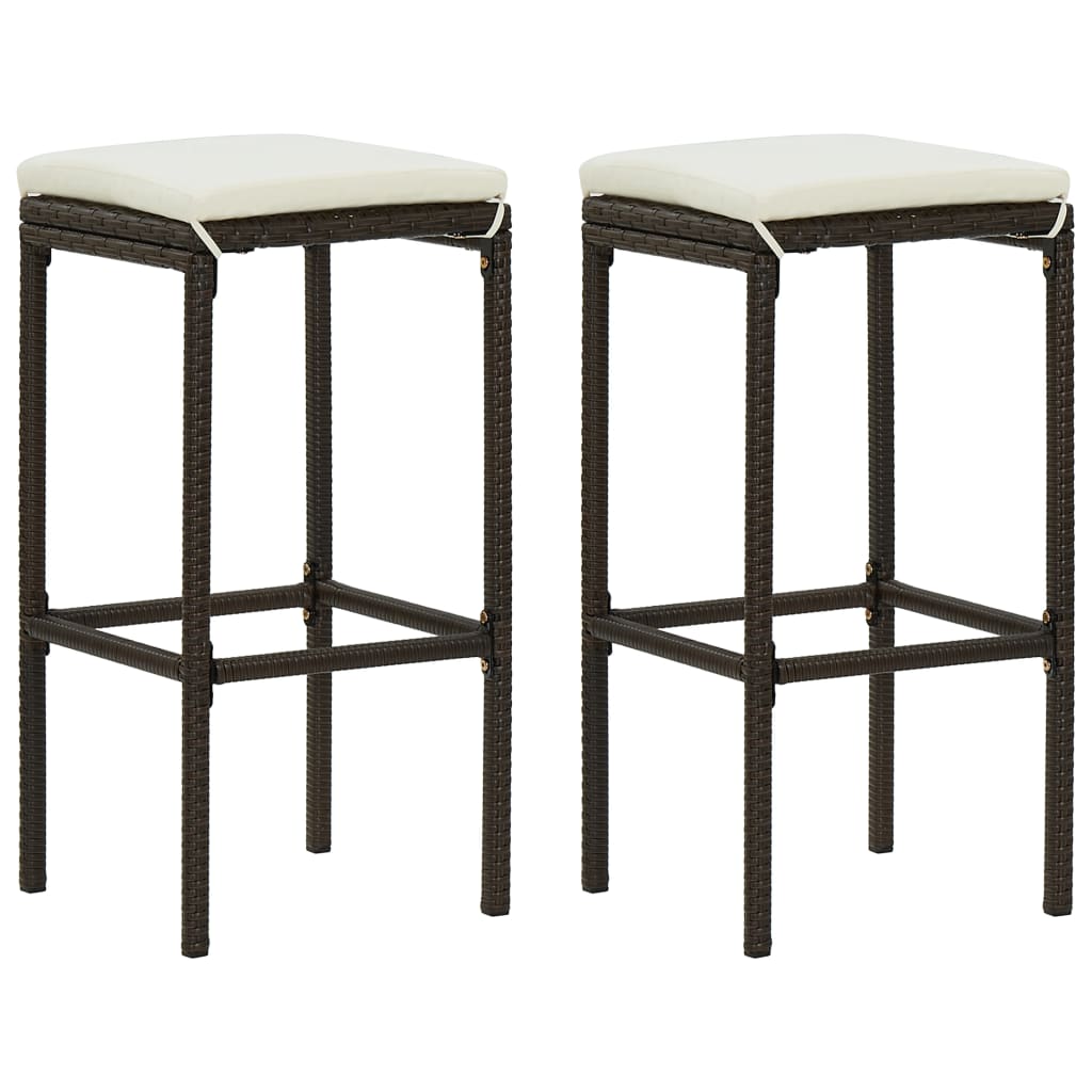 Bar Stool Set Of 2 Pe Rattan, Steel Standard Footrest