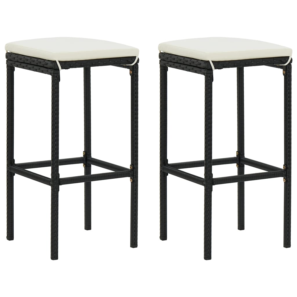 Bar Stool Set Of 2 Pe Rattan, Steel Standard Footrest