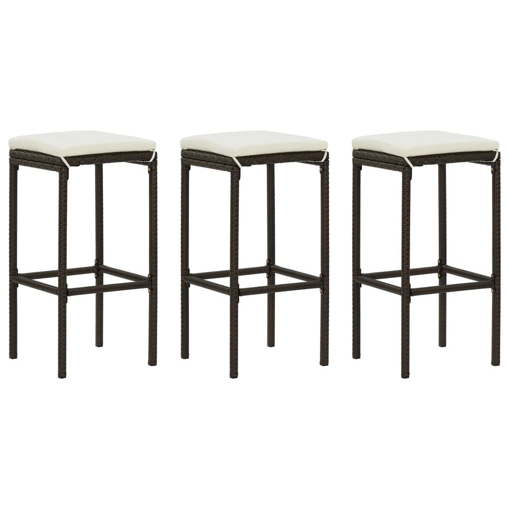 Bar Stool Set Of 2 Pe Rattan, Steel Standard Footrest