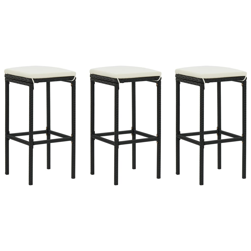 Bar Stool Set Of 2 Pe Rattan, Steel Standard Footrest