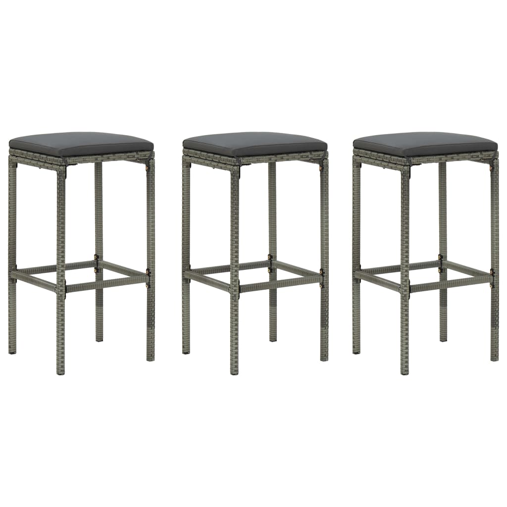 Bar Stool Set Of 2 Pe Rattan, Steel Standard Footrest