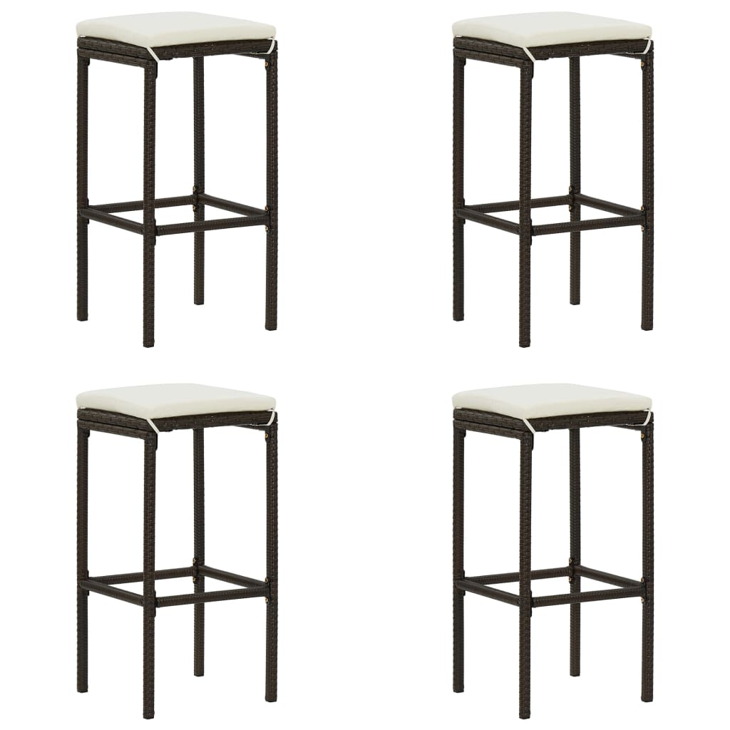 Bar Stool Set Of 2 Pe Rattan, Steel Standard Footrest