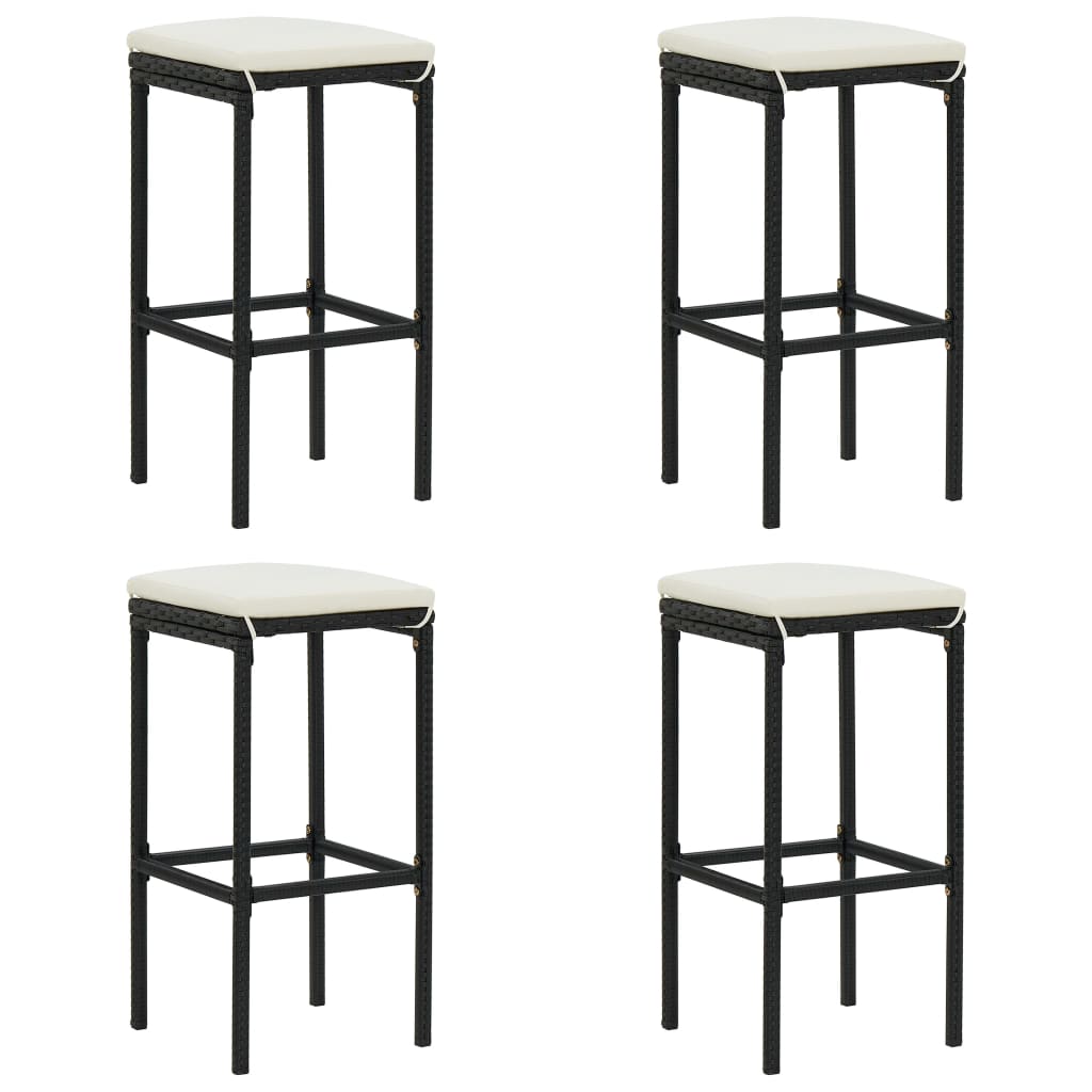 Bar Stool Set Of 2 Pe Rattan, Steel Standard Footrest