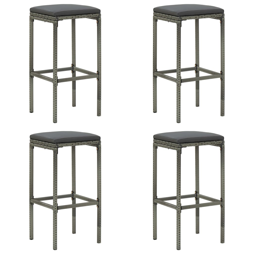 Bar Stool Set Of 2 Pe Rattan, Steel Standard Footrest
