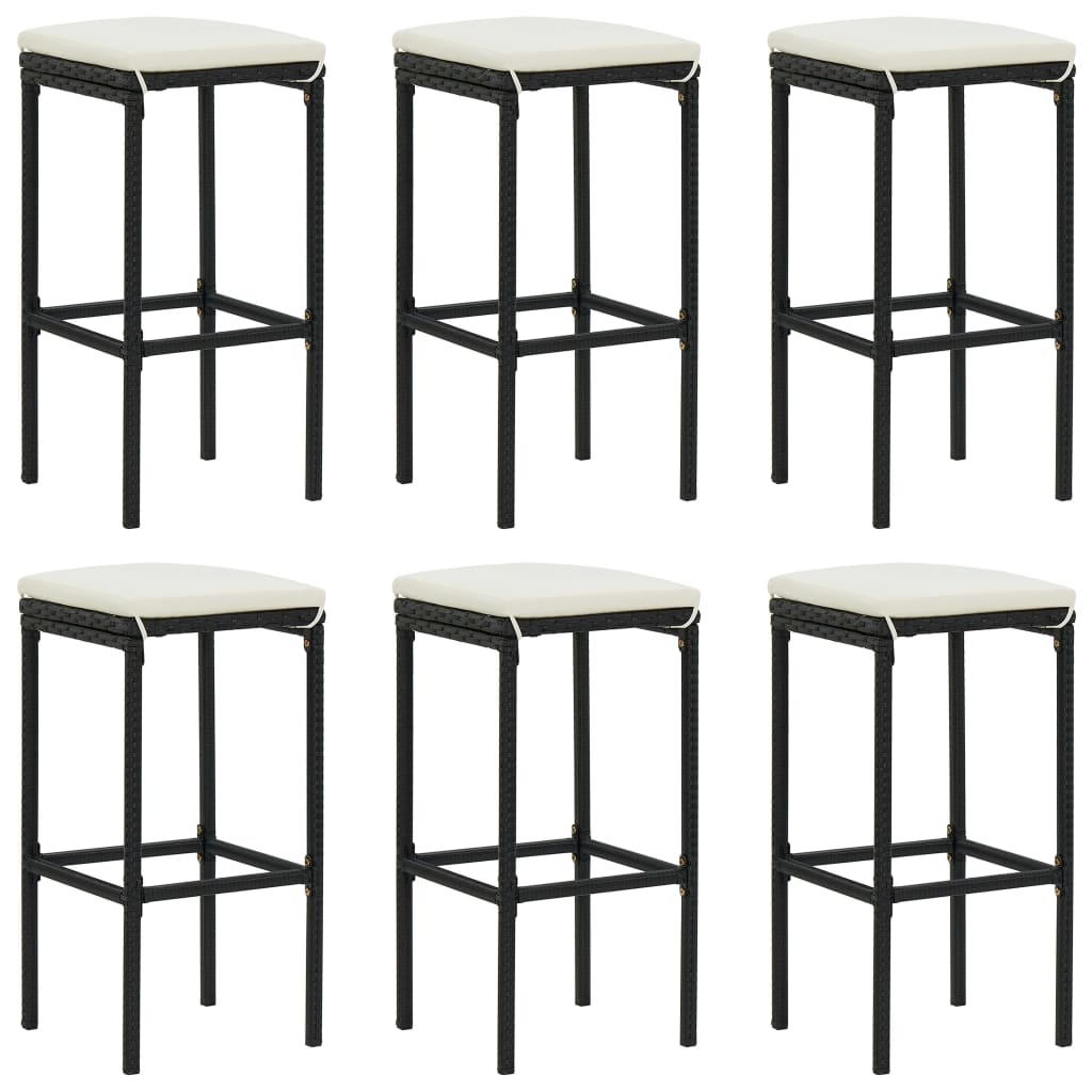 Bar Stool Set Of 2 Pe Rattan, Steel Standard Footrest