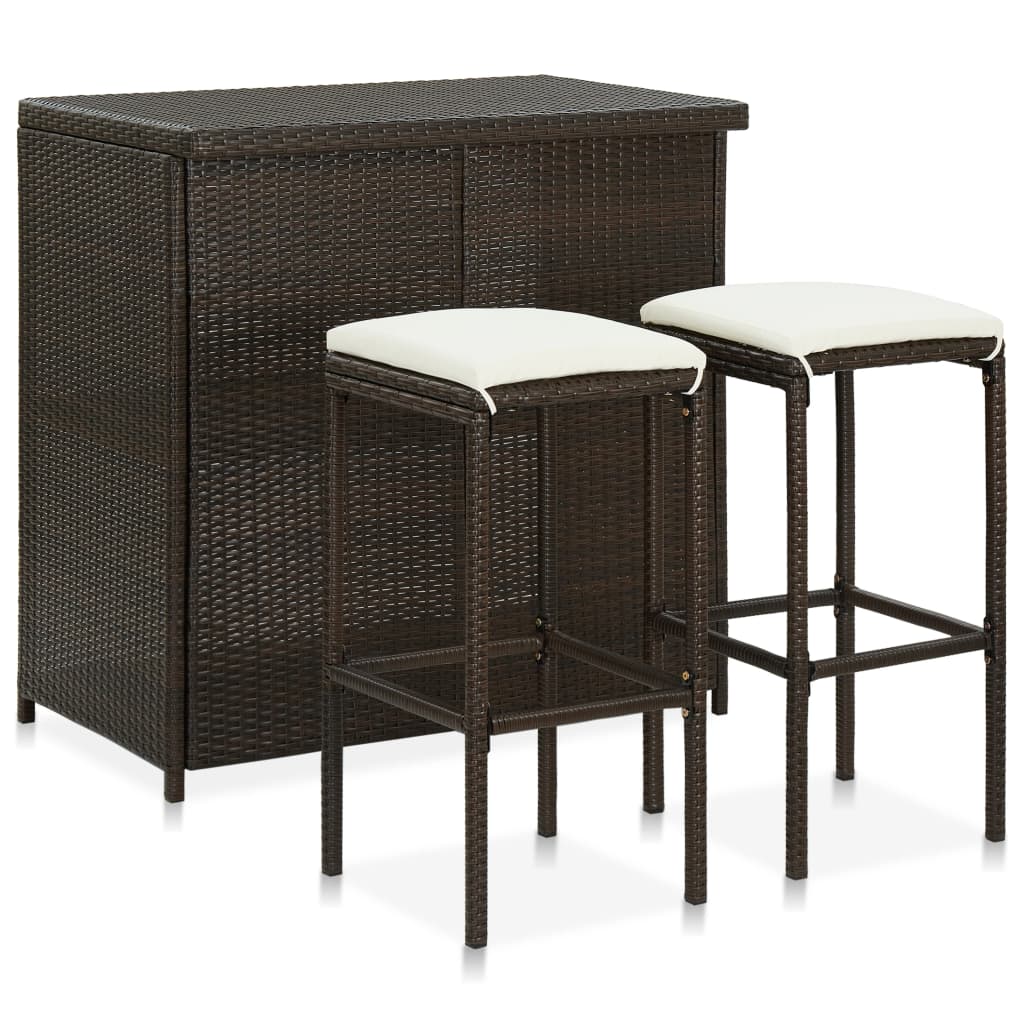 Bar Set Pe Rattan, Steel Large Bar Set Rectangular