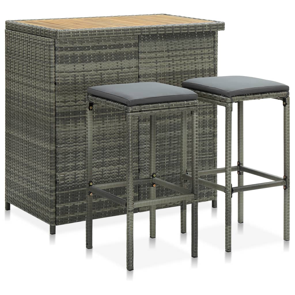Bar Set Pe Rattan, Steel Large Bar Set Rectangular