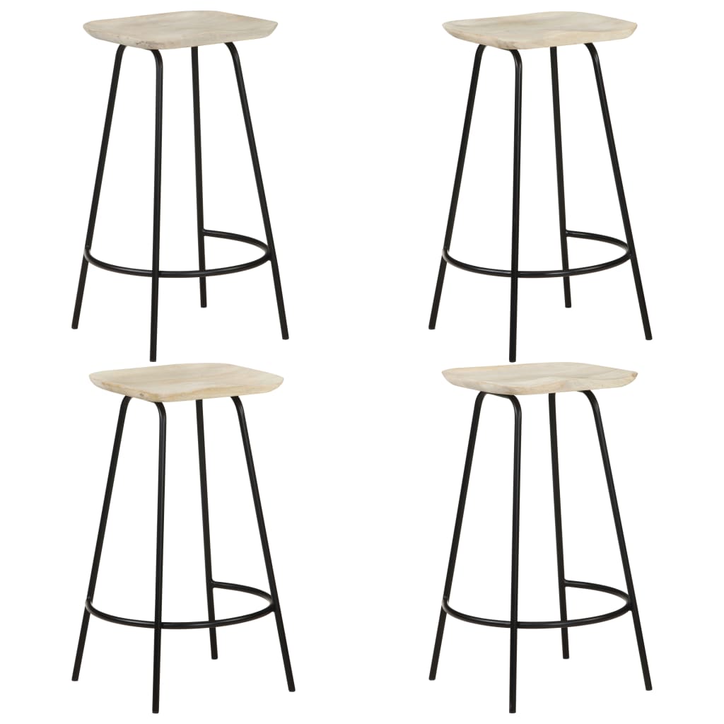 Bar Stool Set Of 2 Bleached Wood And Metal
