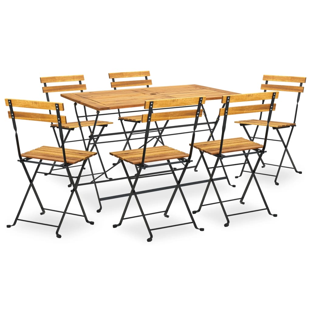 5 Piece Folding Patio Dining Set Solid Acacia Wood