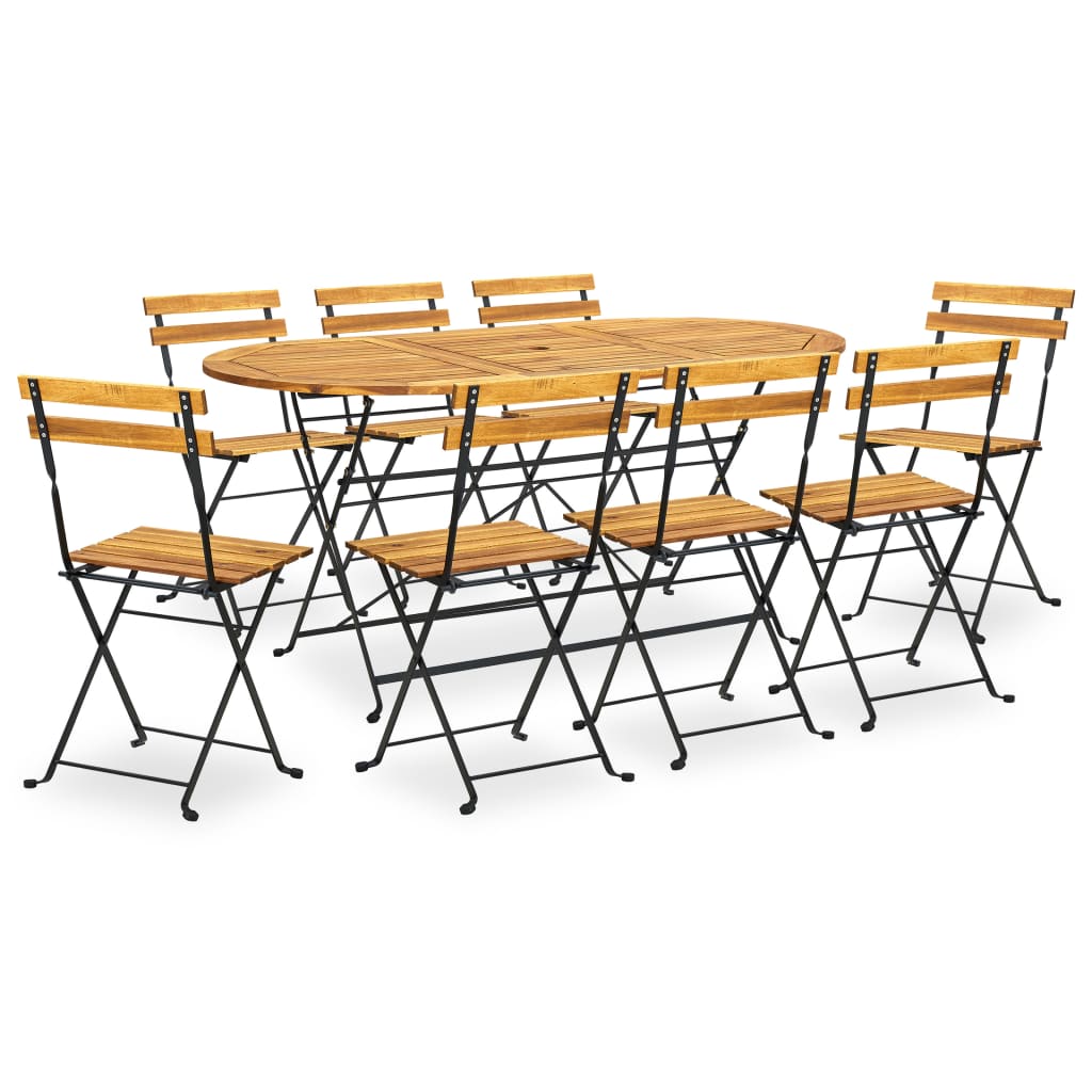 5 Piece Folding Patio Dining Set Solid Acacia Wood