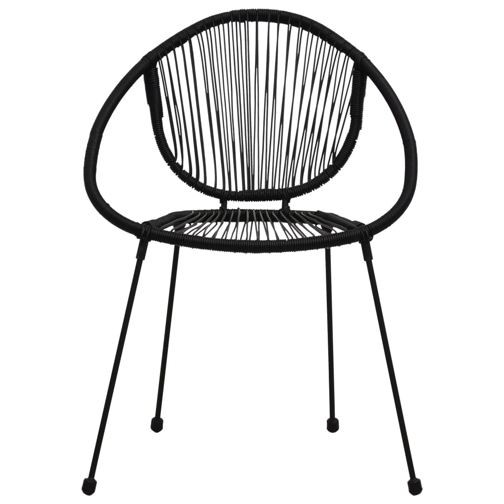 3 Piece Patio Dining Set Pvc Rattan Black