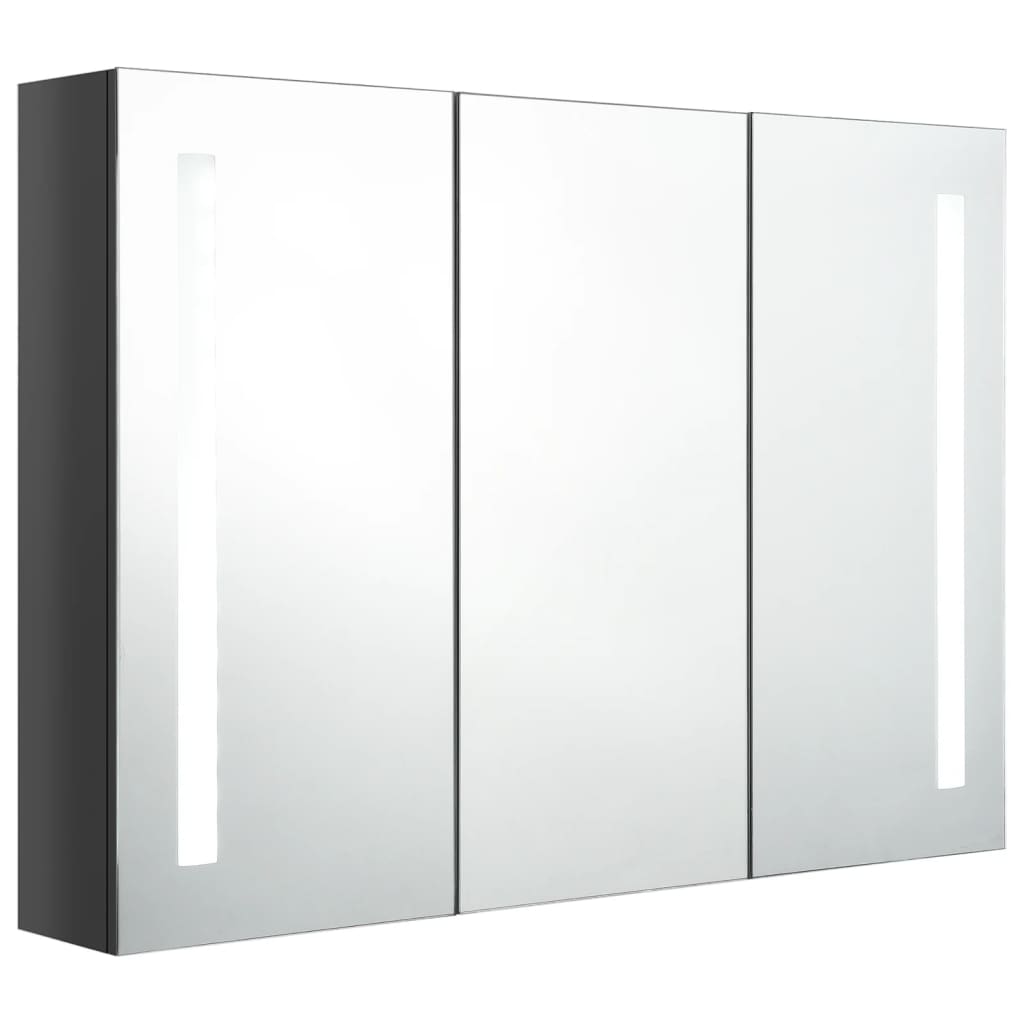 Bathroom Cabinet Shining Grey Mdf With Melamine Finish, Glass Mirror
