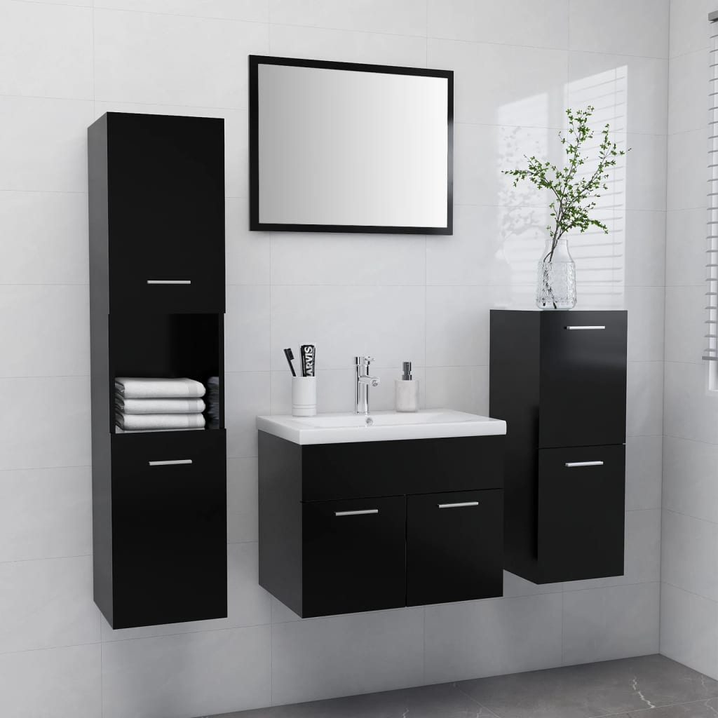 Bathroom Furniture Set Engineered Wood Compact