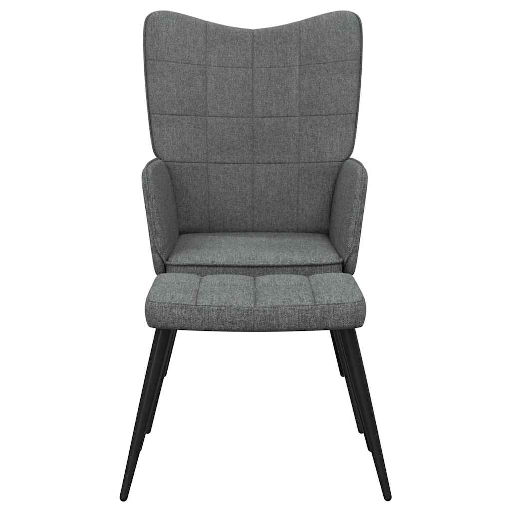 Relaxing Chair With Stool Dark Grey 100% Polyester, Steel Regular