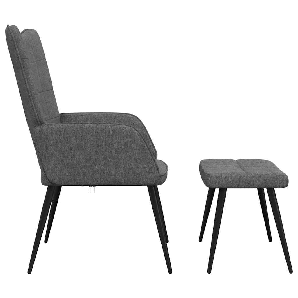 Relaxing Chair With Stool Dark Grey 100% Polyester, Steel Regular