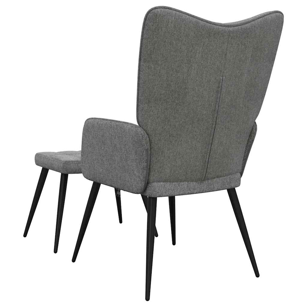 Relaxing Chair With Stool Dark Grey 100% Polyester, Steel Regular