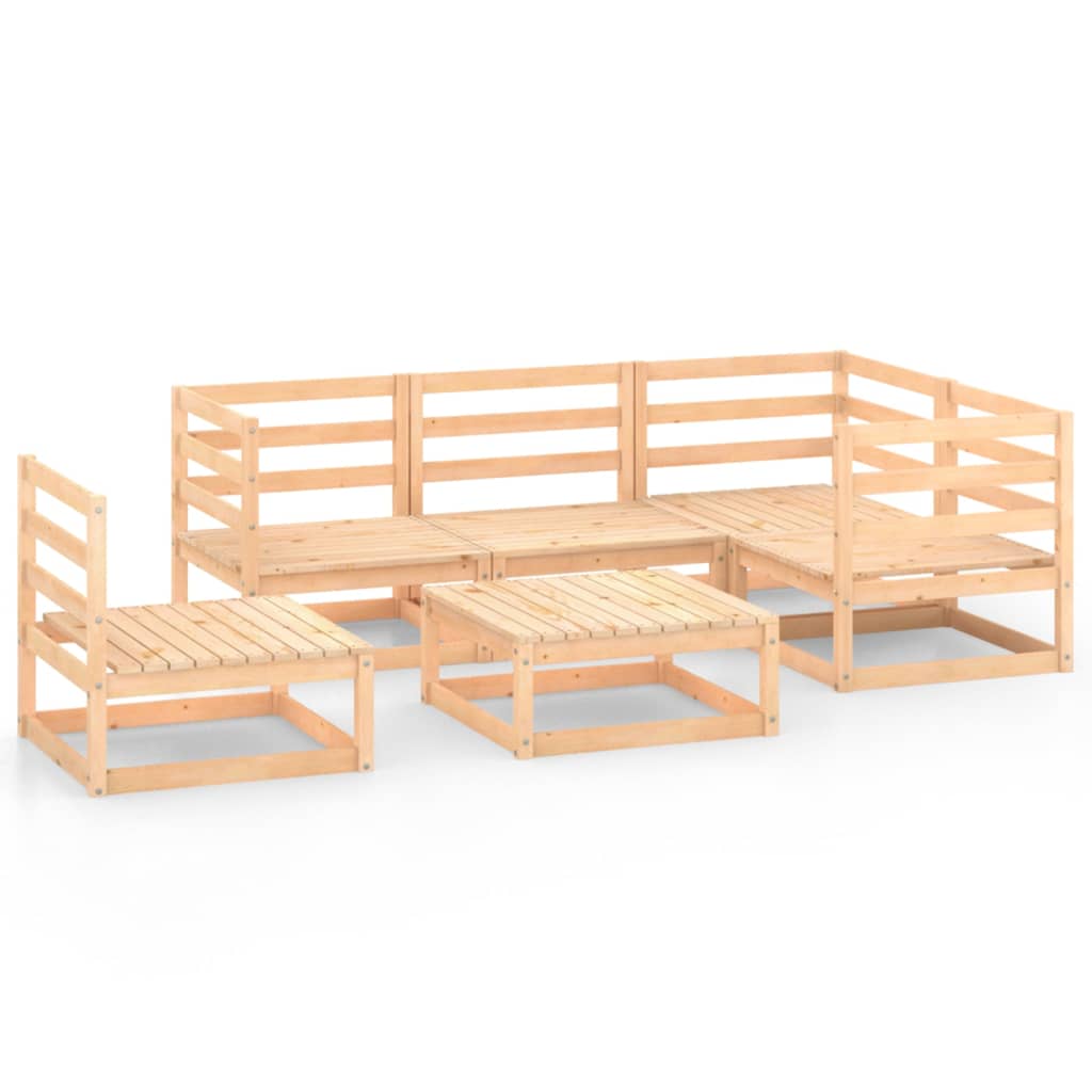 6 Piece Patio Lounge Set Solid Pinewood