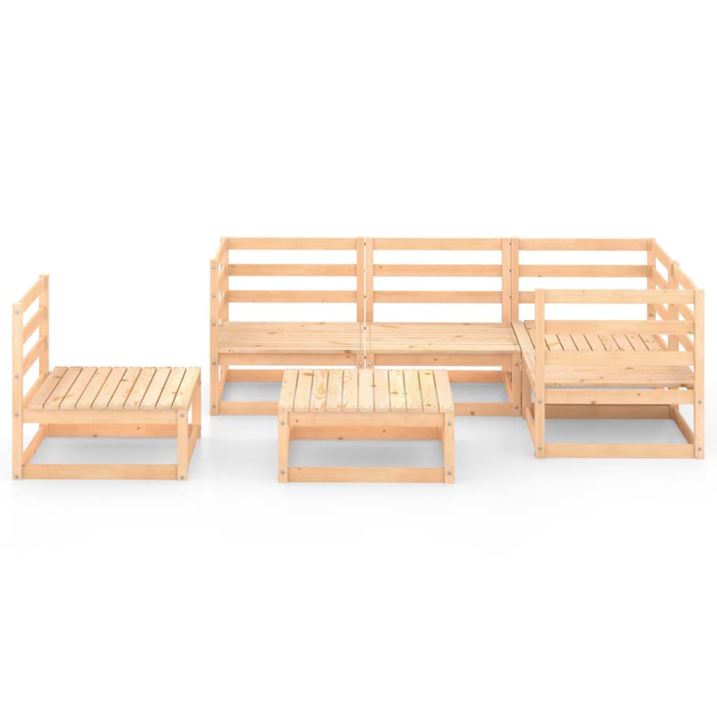 6 Piece Patio Lounge Set Solid Pinewood