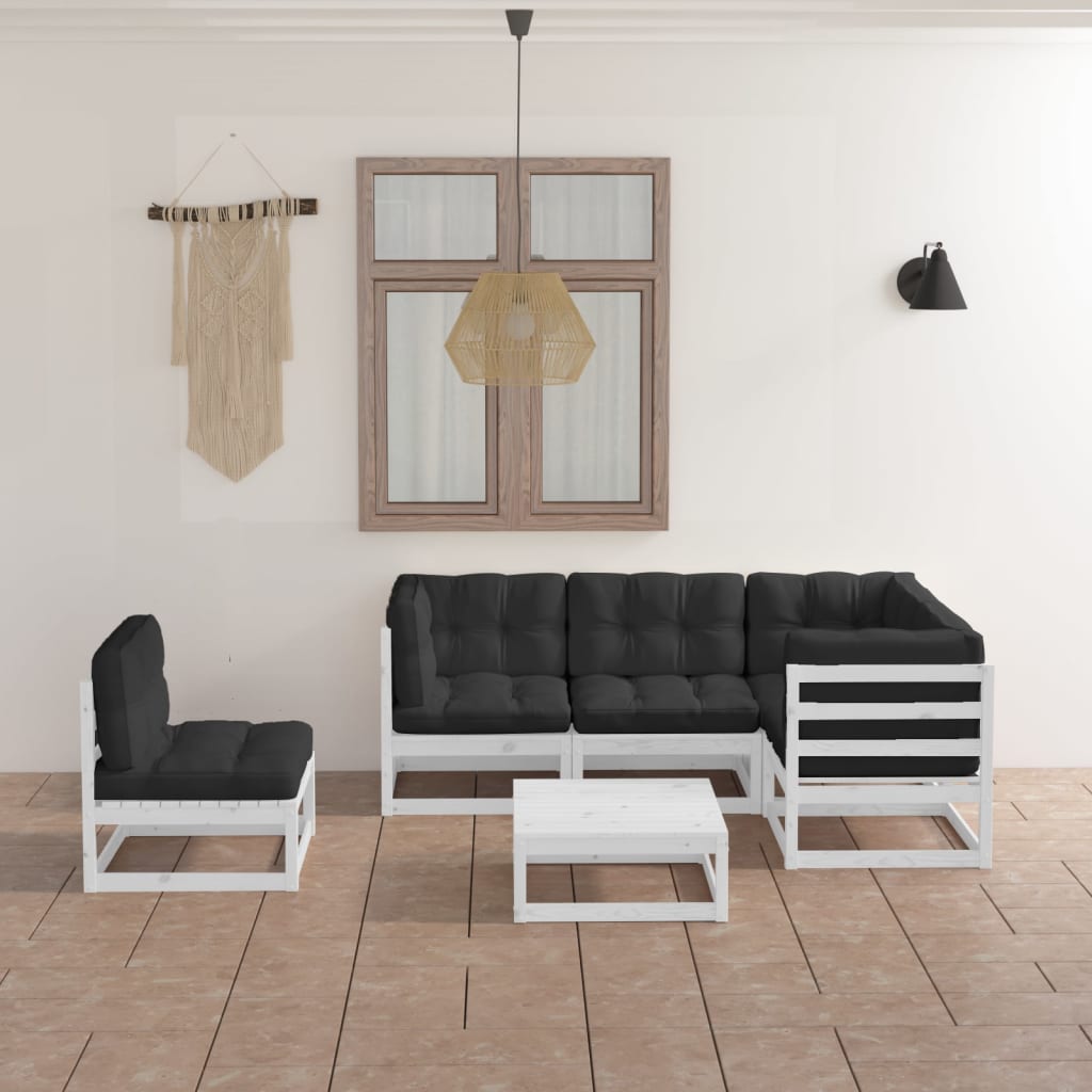 6 Piece Patio Lounge Set Solid Pinewood