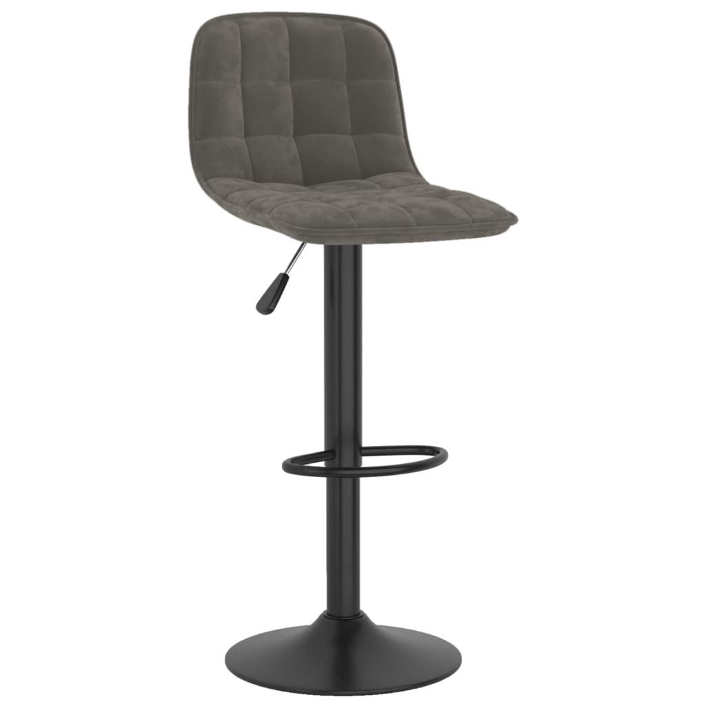 Bar Stool Set Of 2 Dark Grey Powder Coated Steel, Velvet