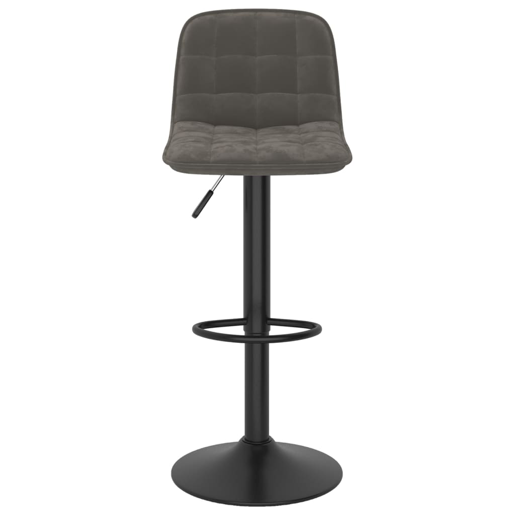 Bar Stool Set Of 2 Dark Grey Powder Coated Steel, Velvet