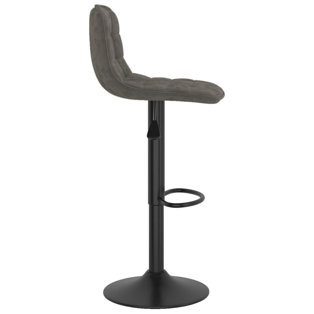 Bar Stool Set Of 2 Dark Grey Powder Coated Steel, Velvet