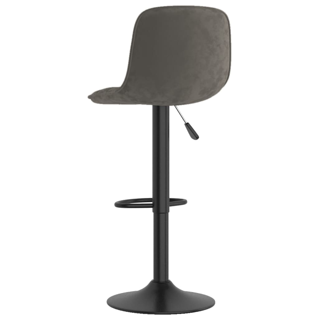 Bar Stool Set Of 2 Dark Grey Powder Coated Steel, Velvet