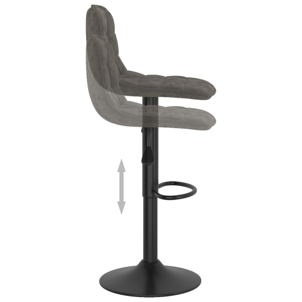 Bar Stool Set Of 2 Dark Grey Powder Coated Steel, Velvet