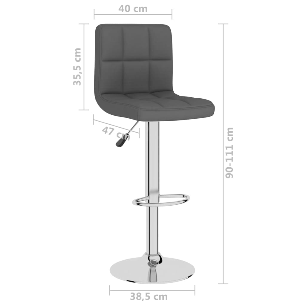 Bar Stool Set Of 2 Dark Grey 100% Polyester, Chrome-Plated Steel