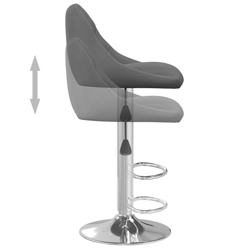 Bar Stool Set Of 2 Dark Grey Velvet (100% Polyester), Chromed Steel