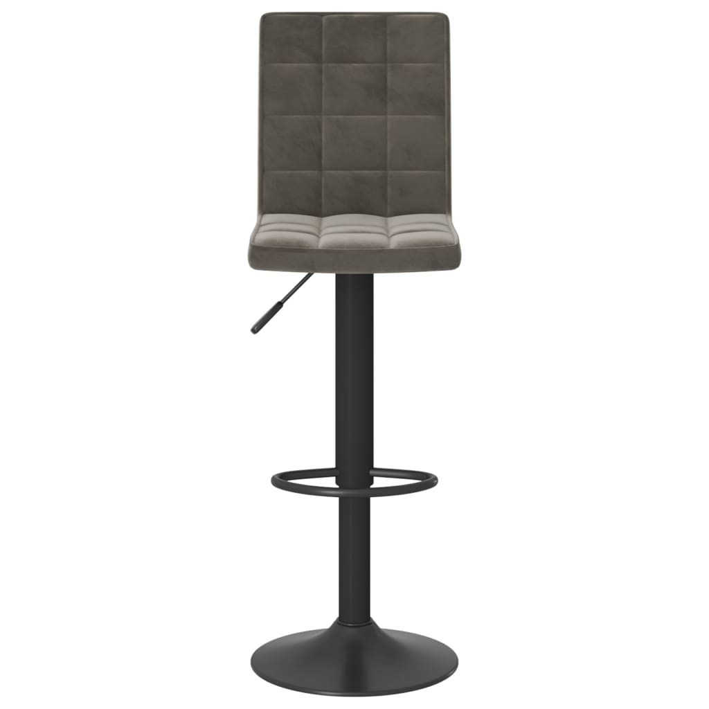 Bar Stool Set Of 2 Dark Grey Velvet (100% Polyester), Steel