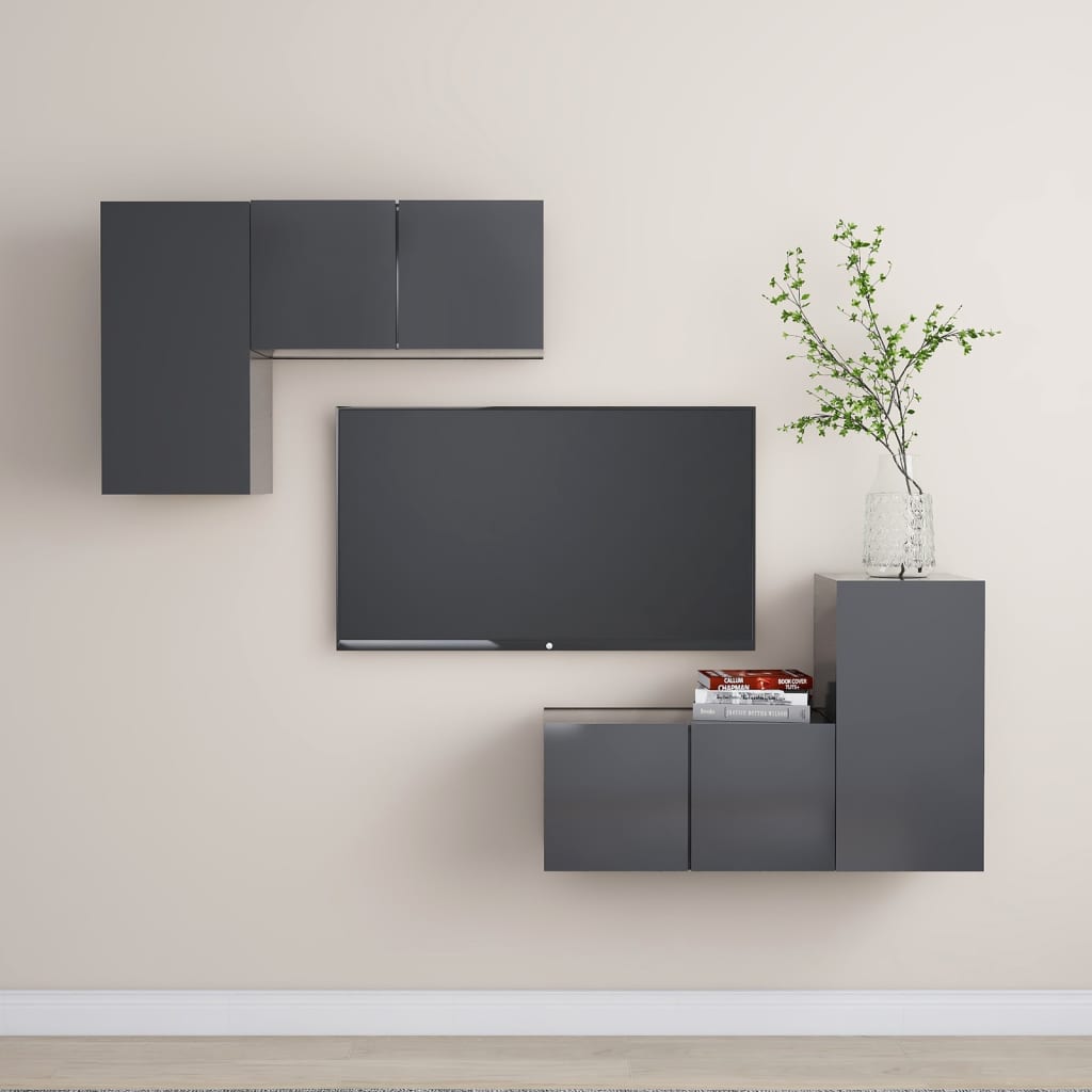 4 Piece Tv Stand Set Engineered Wood