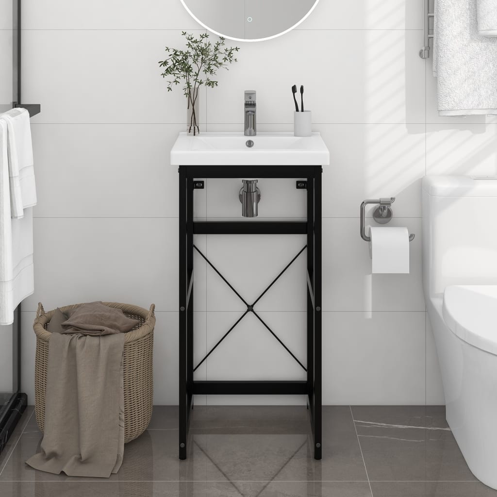 Bathroom Washbasin Frame Powder-Coated Iron 23.2X15.0X32.7 In