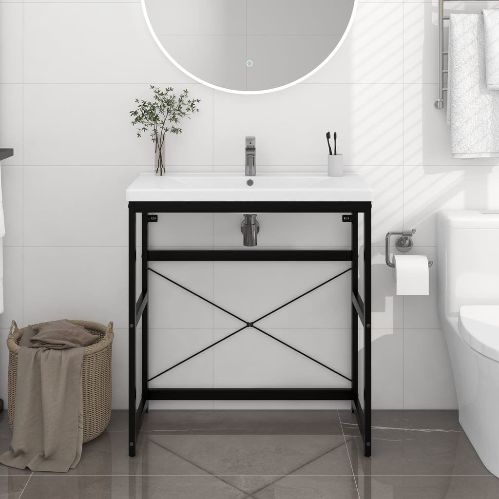Bathroom Washbasin Frame Powder-Coated Iron 23.2X15.0X32.7 In