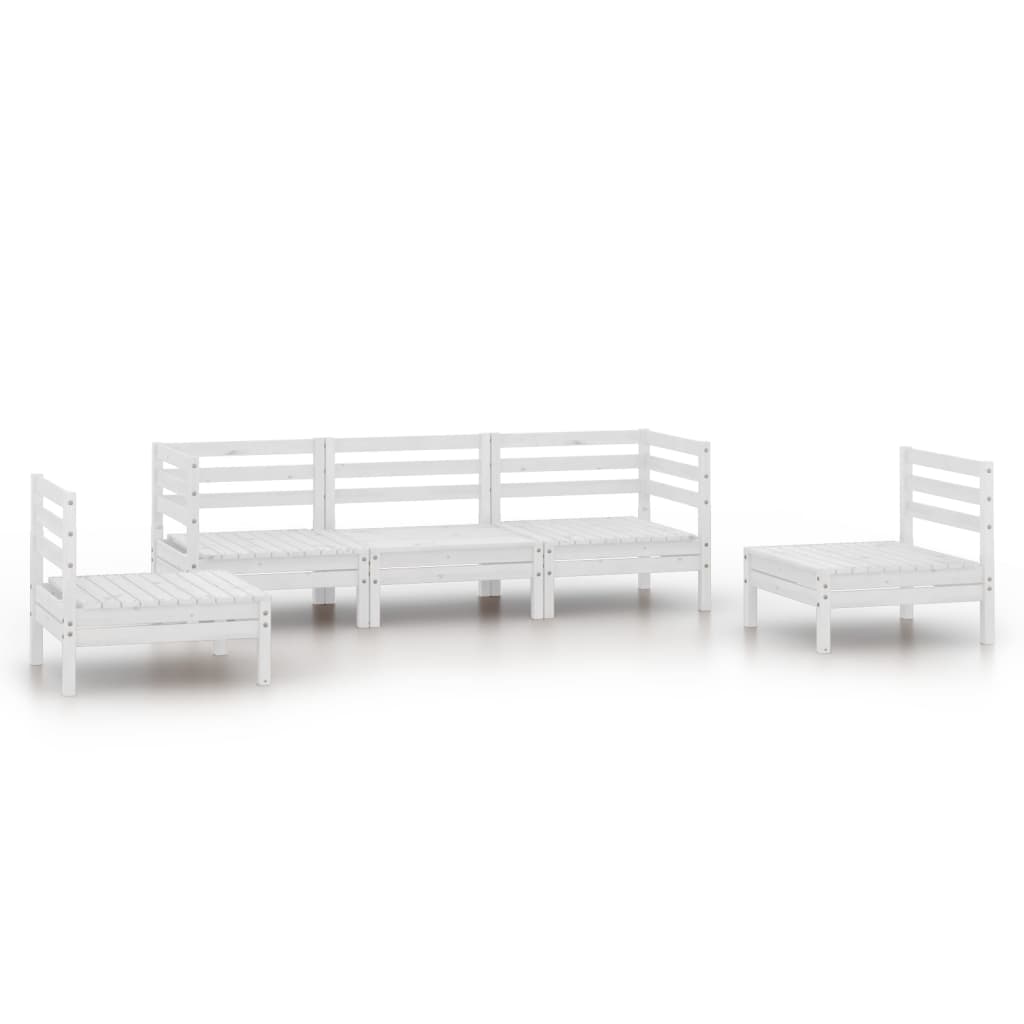 5 Piece Patio Lounge Set Solid Pinewood