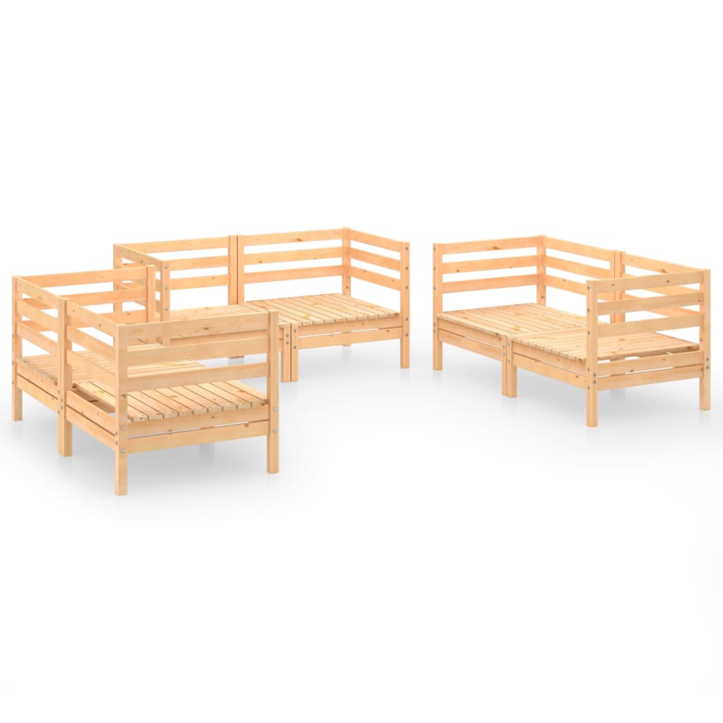 6 Piece Patio Lounge Set Solid Pinewood