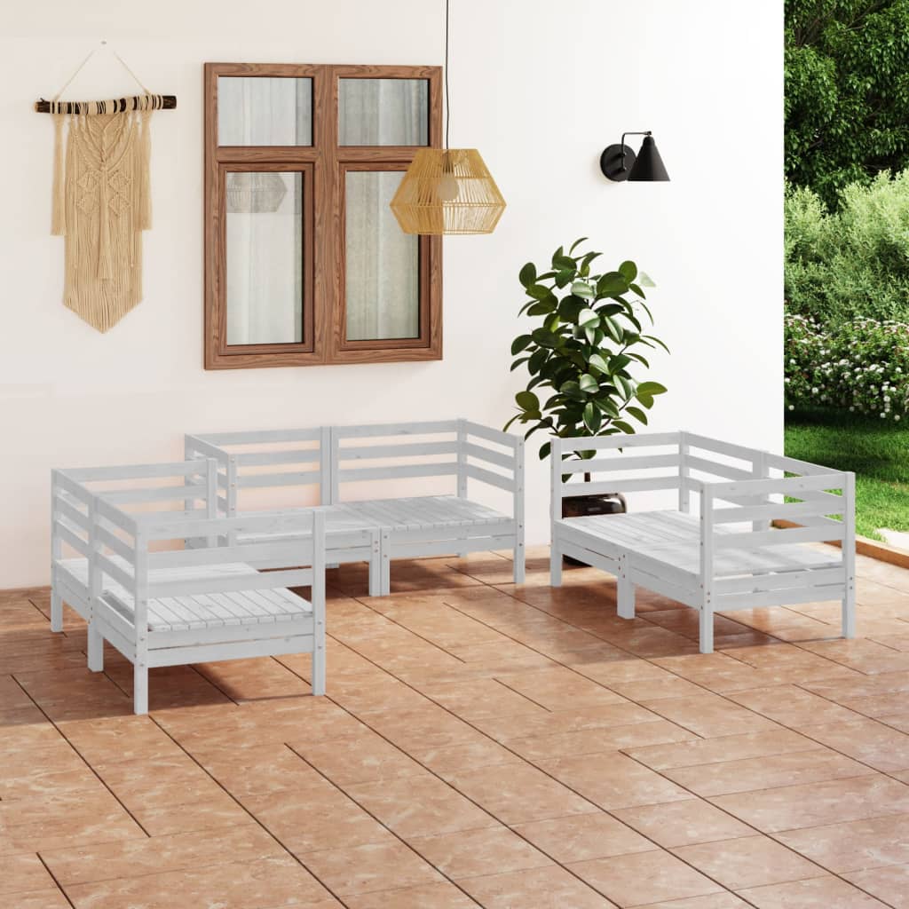 6 Piece Patio Lounge Set Solid Pinewood