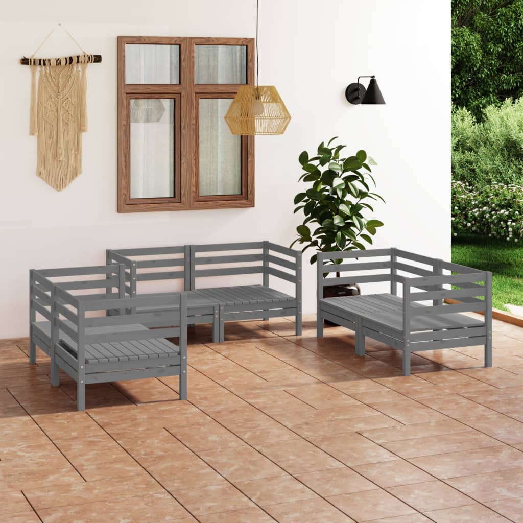 6 Piece Patio Lounge Set Solid Pinewood